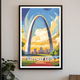 Gateway Arch Travel Poster Vintage Style Print