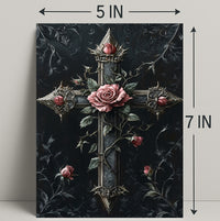 Roses And Cross Poster