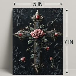 Roses And Cross Poster