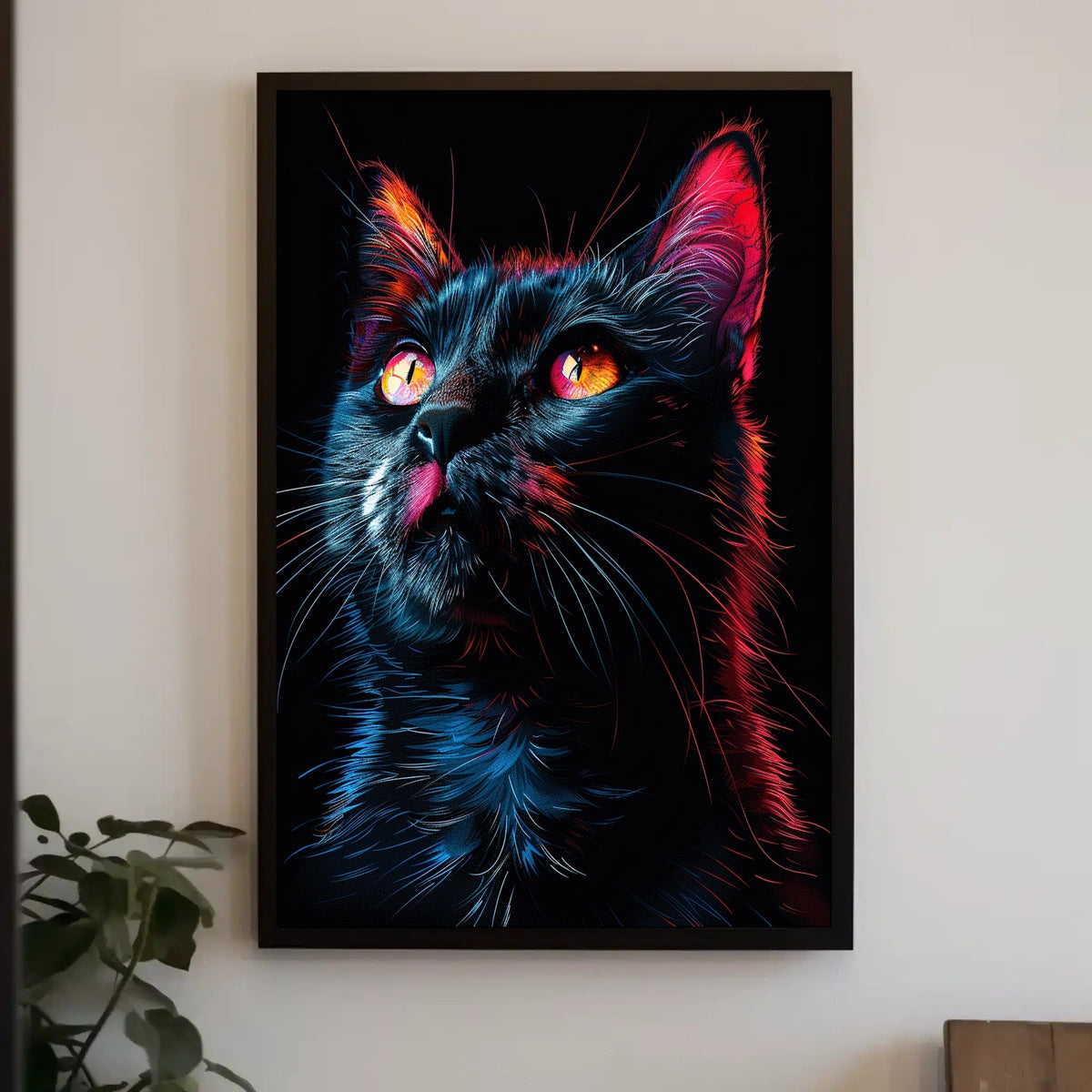Neon Cat Portrait Poster