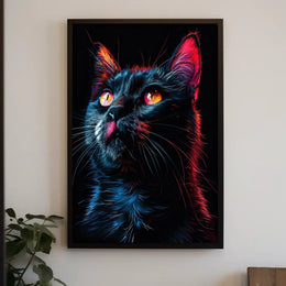 Neon Cat Portrait Poster