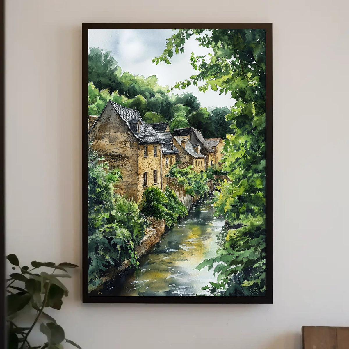 Luxembourg Grund District Riverside Scene Classic Poster