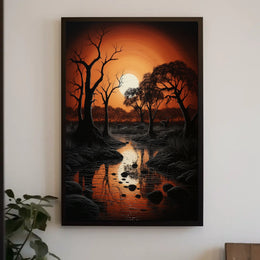 Serene Sunset Over Reflective Lake National Park Poster