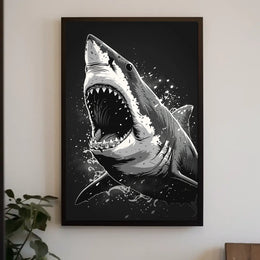 Ferocious Shark Illustration Poster