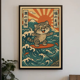 Surfing Cat Adventure Poster
