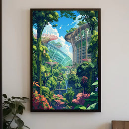 Futuristic Garden Cityscape Poster: Nature Meets Innovation