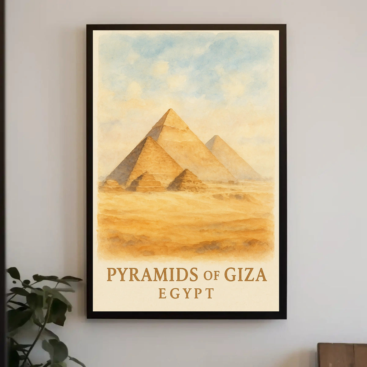 Pyramids Giza Watercolor Vintage Cultural Heritage Poster