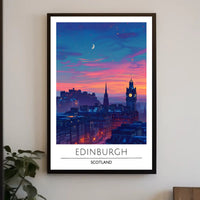 Edinburgh Evening Skyline Travel Poster