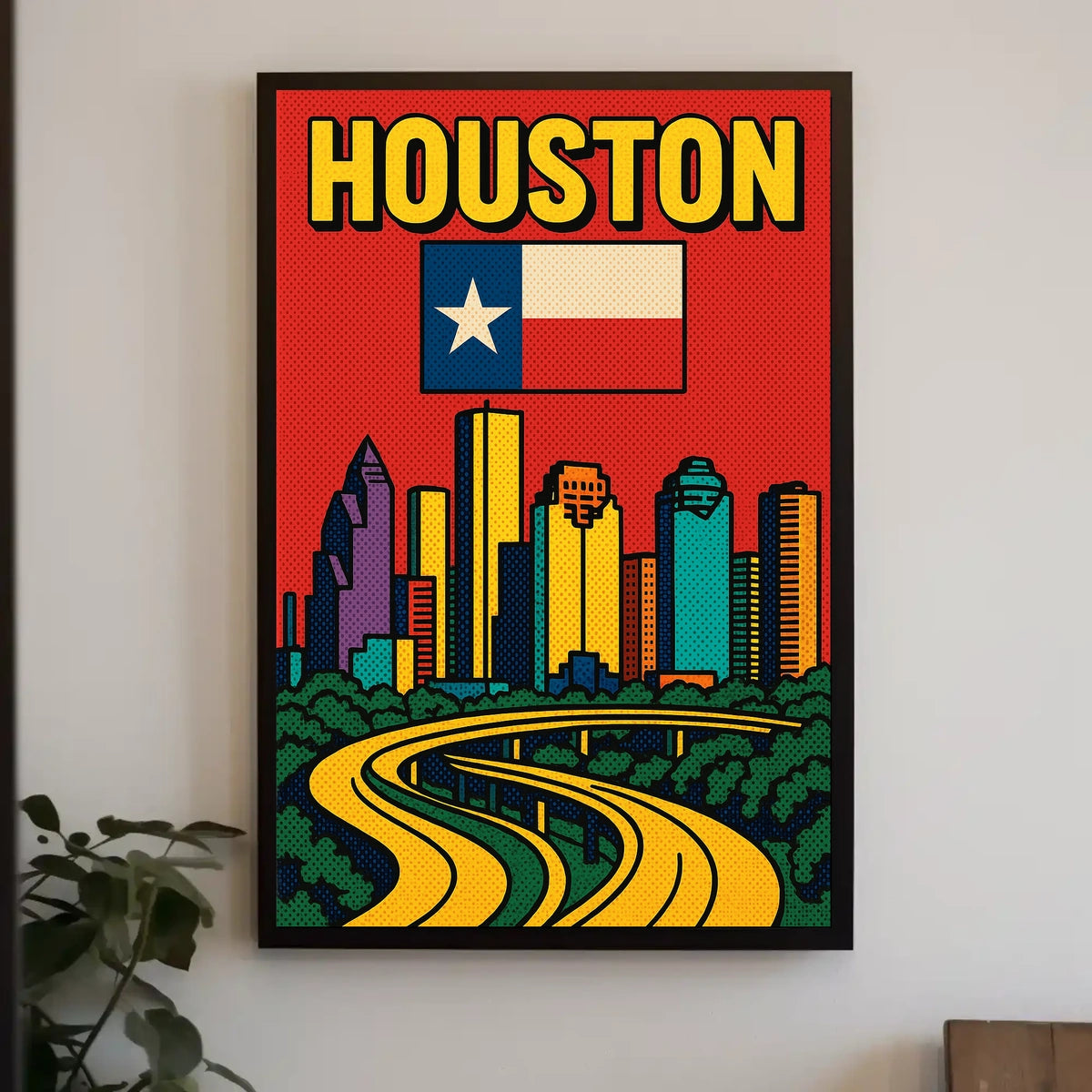 Houston Skyline Pop Art Poster