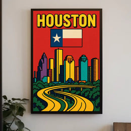 Houston Skyline Pop Art Poster