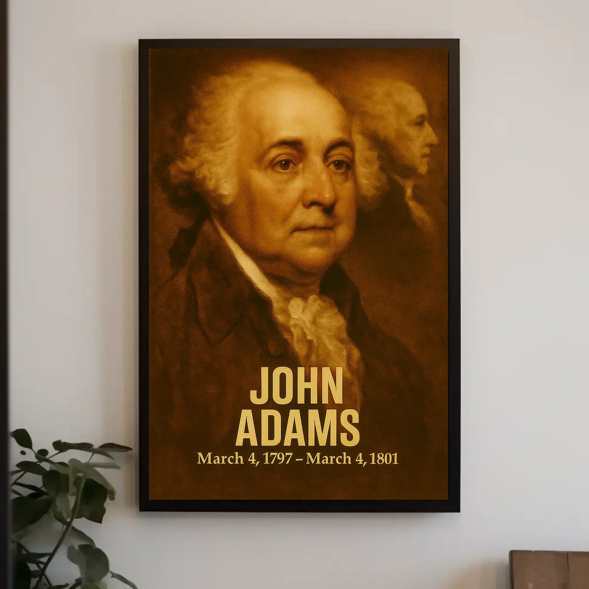 John Adams Poster Vintage Presidential Portrait Print Analog Film Aesthetic Founding Father Wall Art