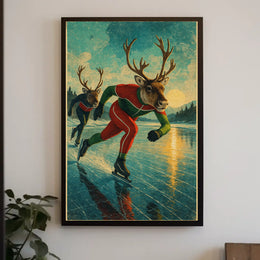 Reindeer On Ice Poster