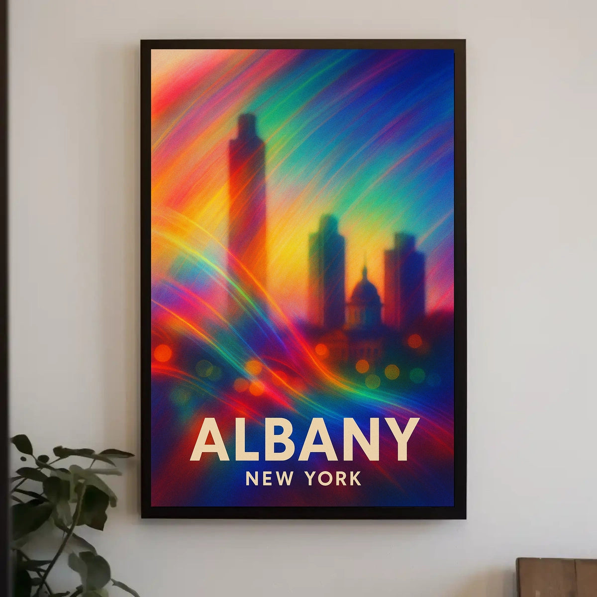 Albany Skyline Abstract Art Poster: Vibrant Cityscape
