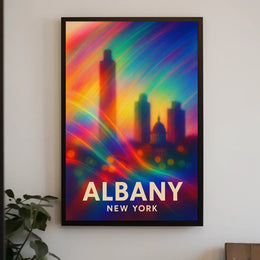 Albany Skyline Abstract Art Poster: Vibrant Cityscape