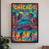 Chicago City Winter Heart Of The City Scene Poster