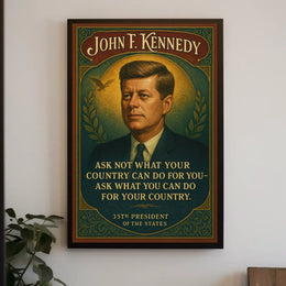 Historic JFK Tribute Vintage Patriotic Poster Art
