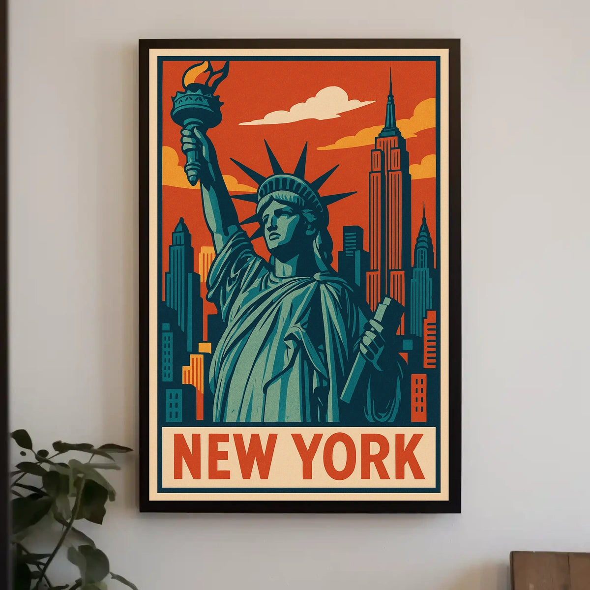 New York Skyline And Statue Of Liberty Poster