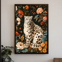 Majestic Snow Leopard Wall Art in Bloom