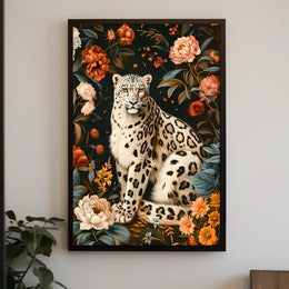 Majestic Snow Leopard Wall Art in Bloom