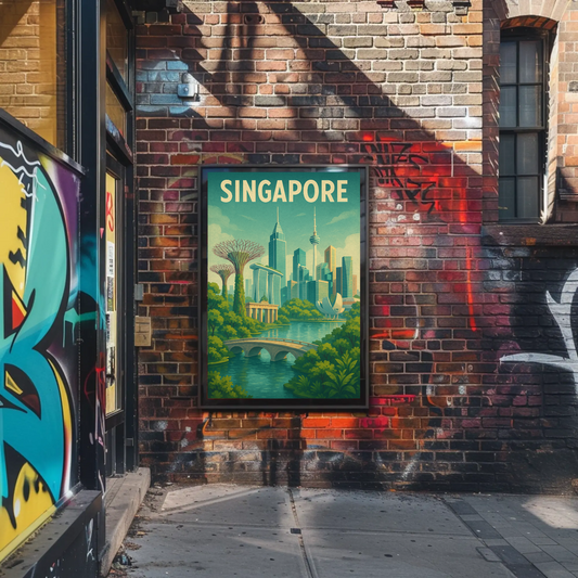 Singapore Marina Bay Gardens Travel Poster