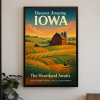 Iowa Heartland Vintage Travel Poster