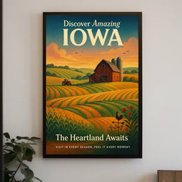 Iowa Heartland Vintage Travel Poster