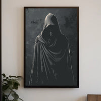 Mysterious Hooded Figure Dark Fantasy Poster PosterGoat