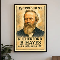 Rutherford B. Hayes 19th President of the United States Exaggerated Cartoon Sketch Poster