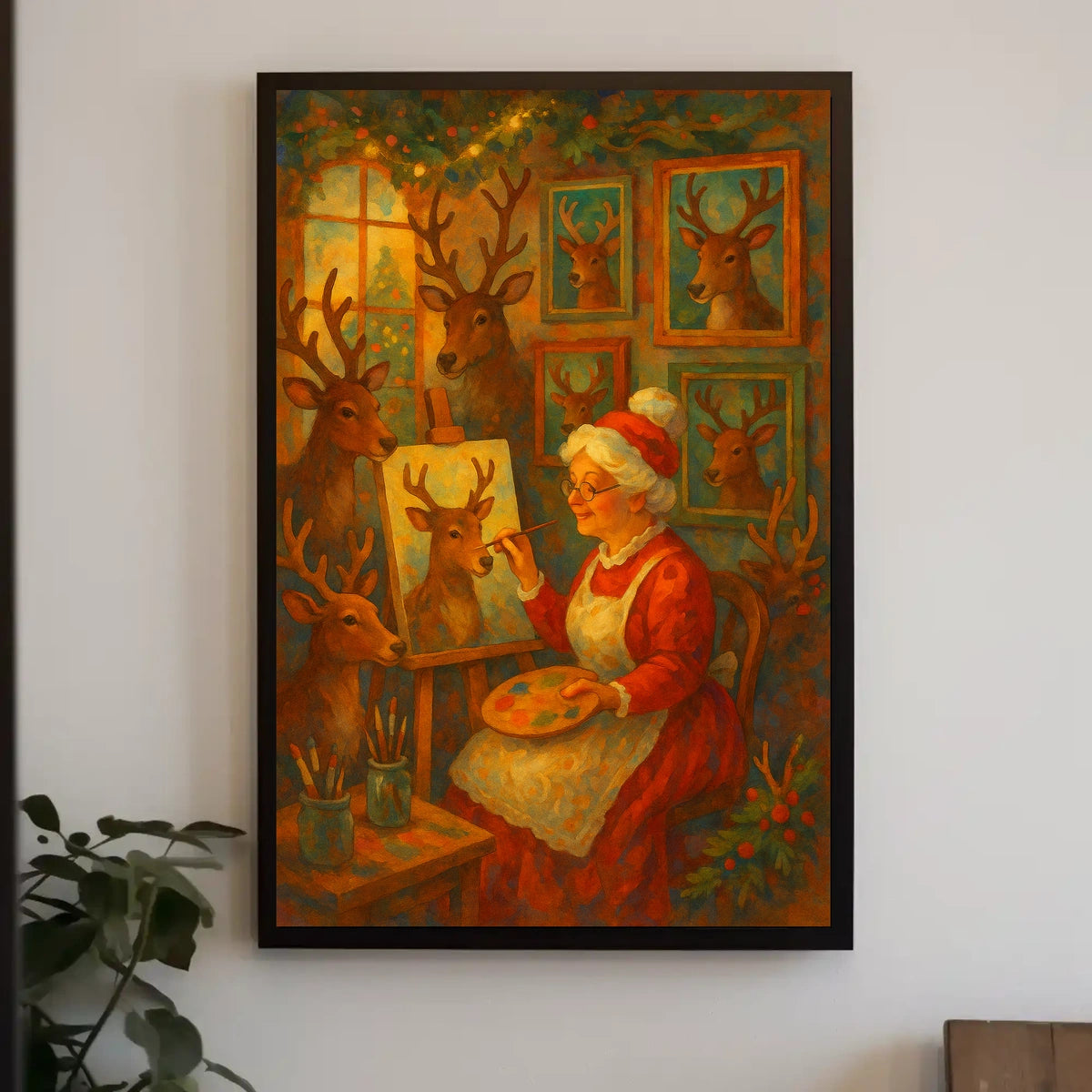 Mrs. Claus' Reindeer Portraits Poster