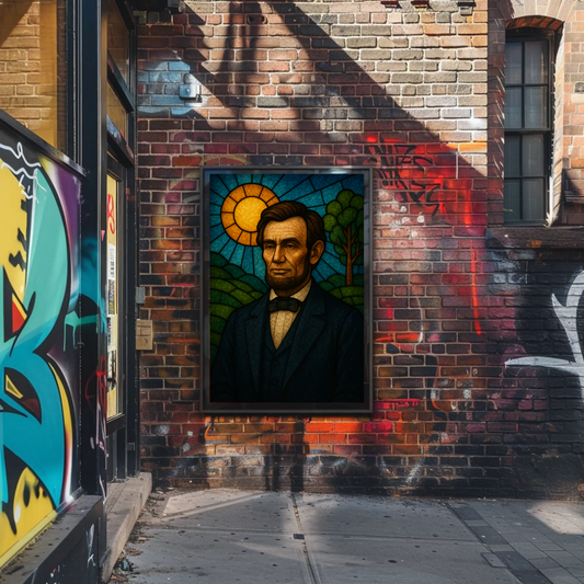 Abraham Lincoln Stained Glass Portrait Poster