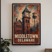 Middletown Americana Vintage Cityscape Poster