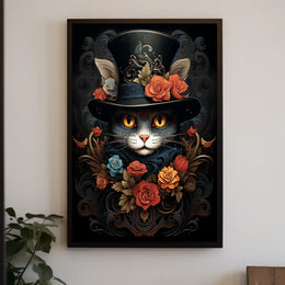 Whimsical Cat in Baroque Top Hat Fantasy Poster