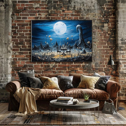 Surreal Dreamscape with Moonlit Tea Set Fantasy Poster