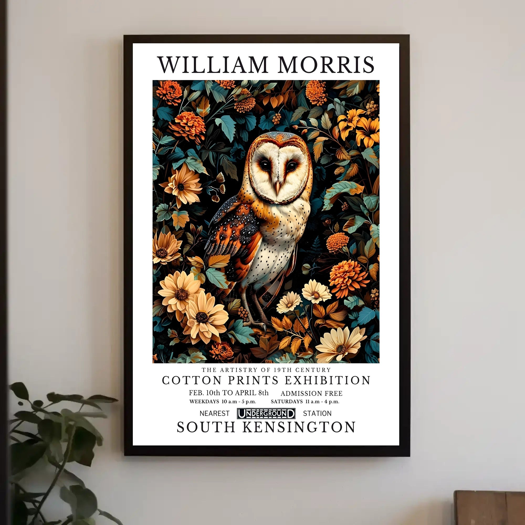 19th Century Owl Botanical Artistry Poster