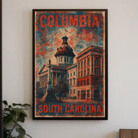 Patriotic South Carolina State House Vintage Travel Poster