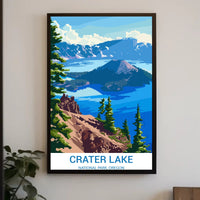 Crater Lake National Park Scenic Illustration Poster