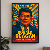 Ronald Reagan 40th President of the United States Colorful Comic Book Style Poster