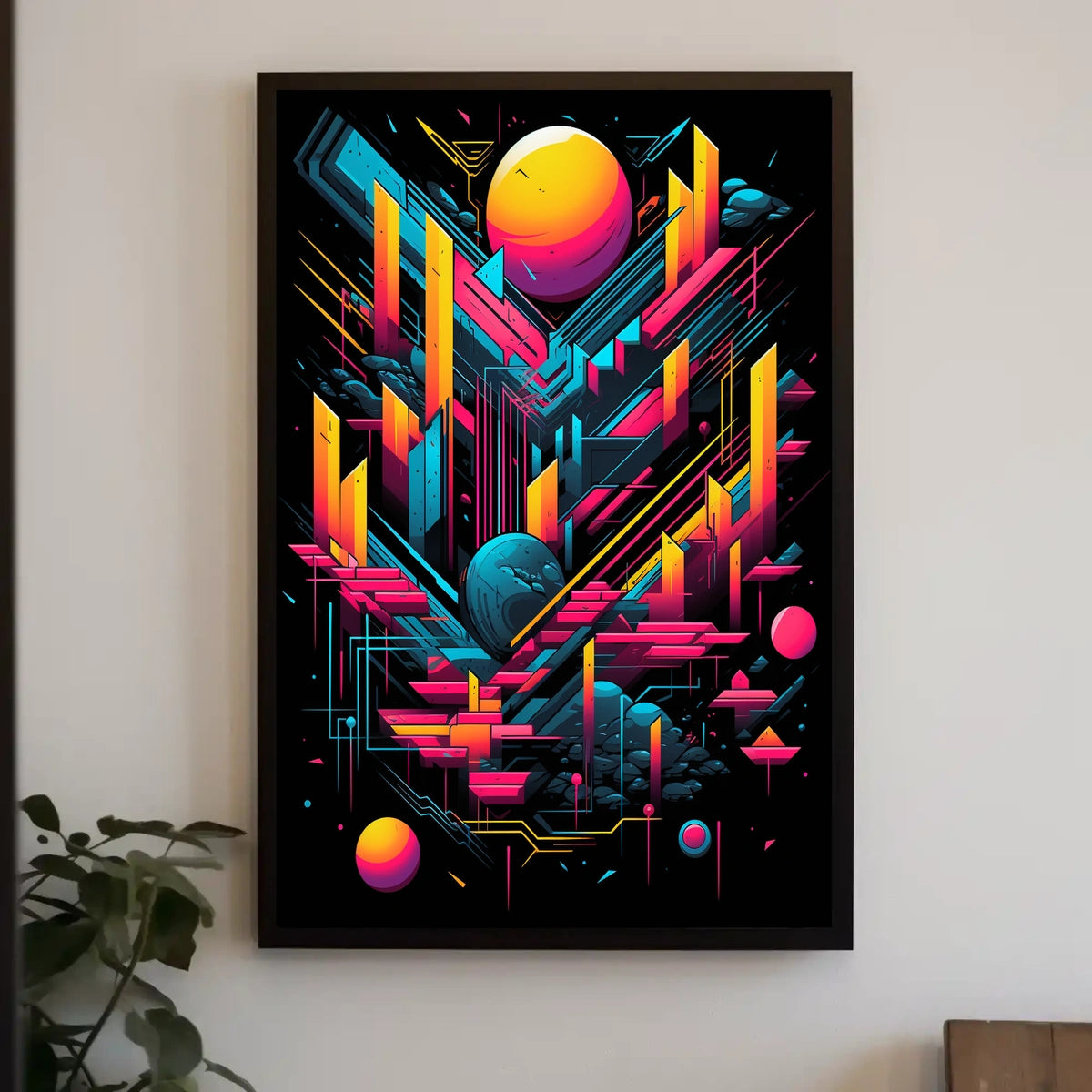 Neon Geometric Cosmos Poster