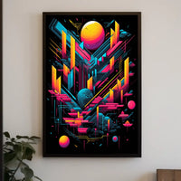 Neon Geometric Cosmos Poster