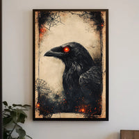 Raven with Red Eyes Artistic Animal Poster
