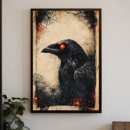 Raven with Red Eyes Artistic Animal Poster