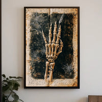 Elegant Skeletal Hand with Quill Artistic Poster
