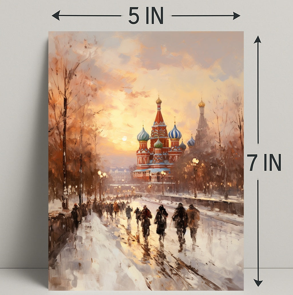 Winter Stroll By St. BasilS Cathedral Poster
