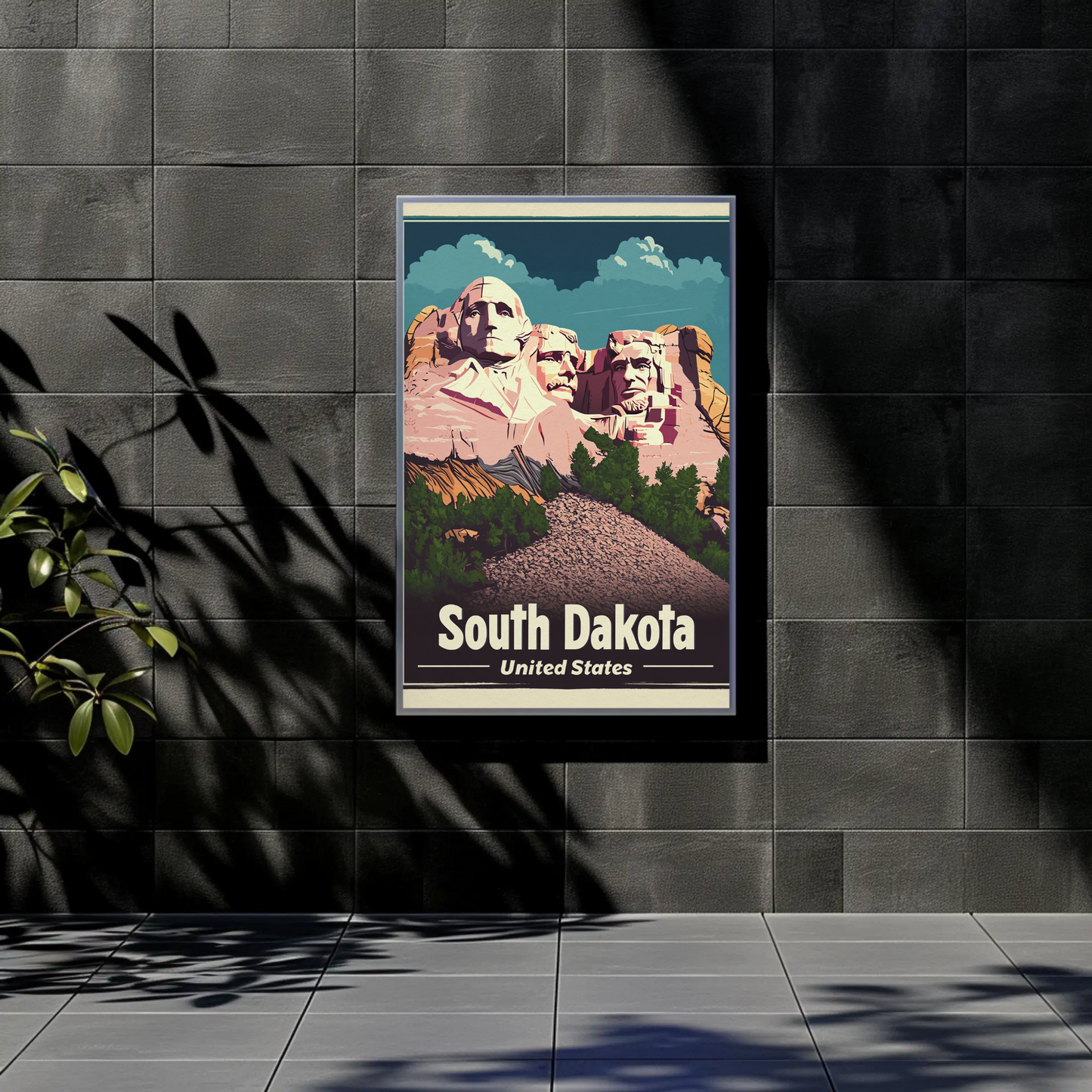 Mount Rushmore United States South Dakota Vintage Travel Poster
