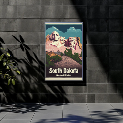 Mount Rushmore United States South Dakota Vintage Travel Poster