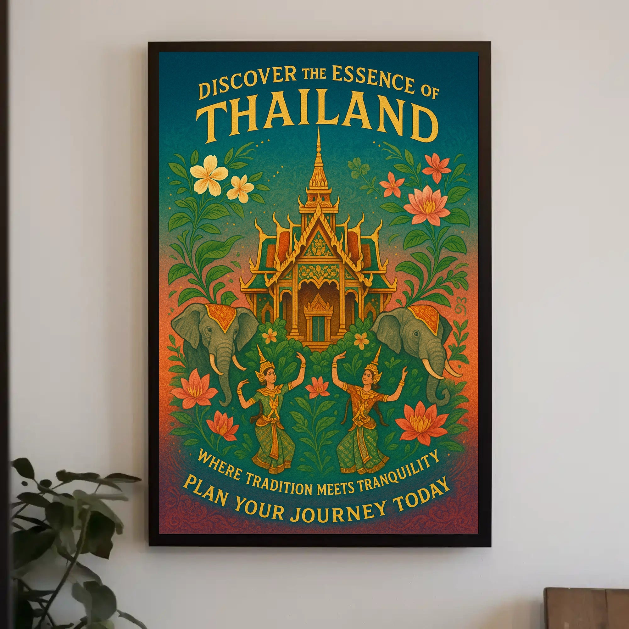 Thailand Cultural Heritage Vintage Travel Poster