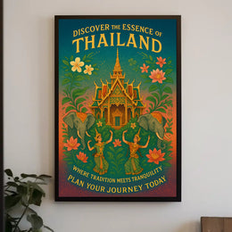 Thailand Cultural Heritage Vintage Travel Poster