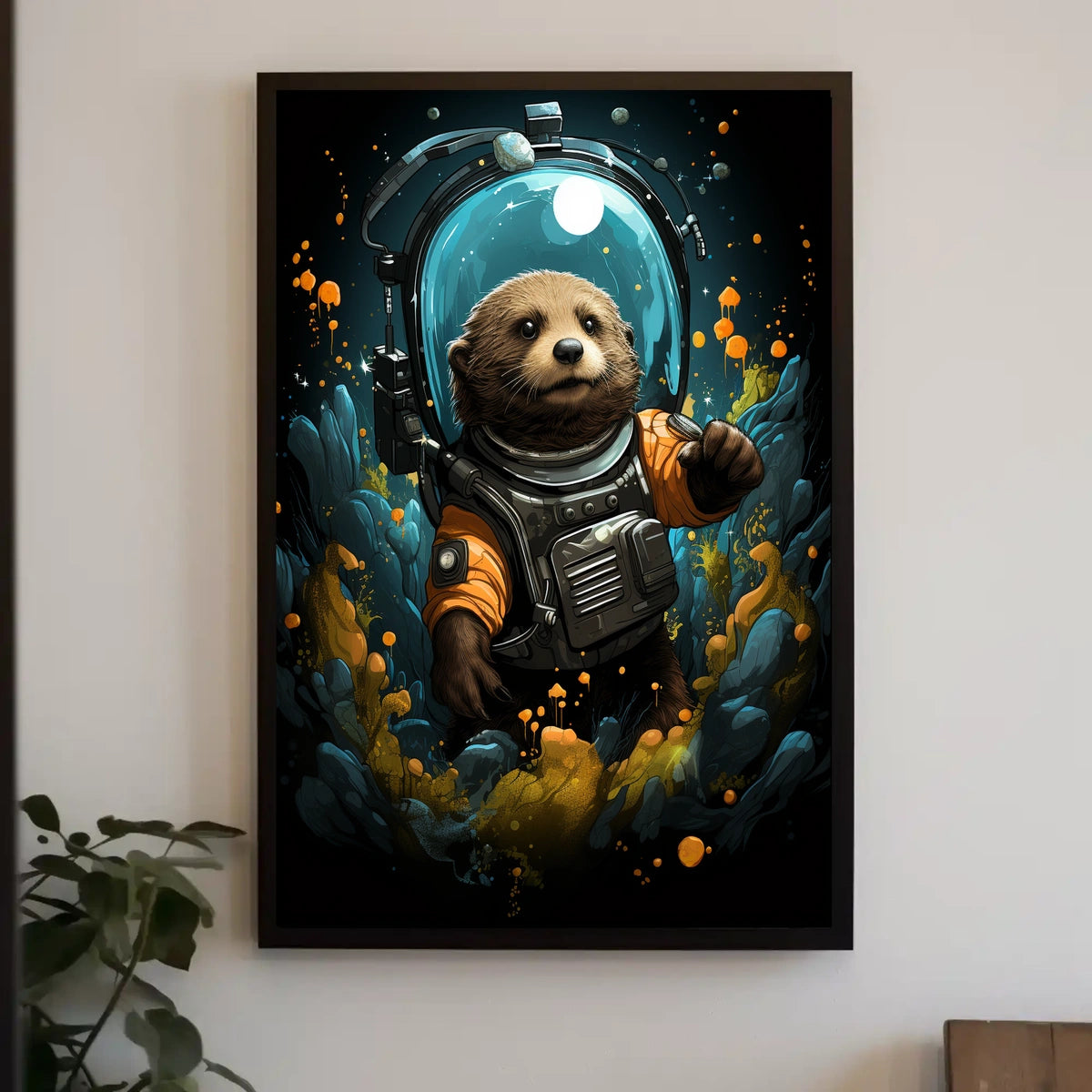 Cosmic Otter Adventure Poster Interstellar Space Journey