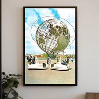 World's Fair Vintage Travel Poster Futuristic Globe Fans