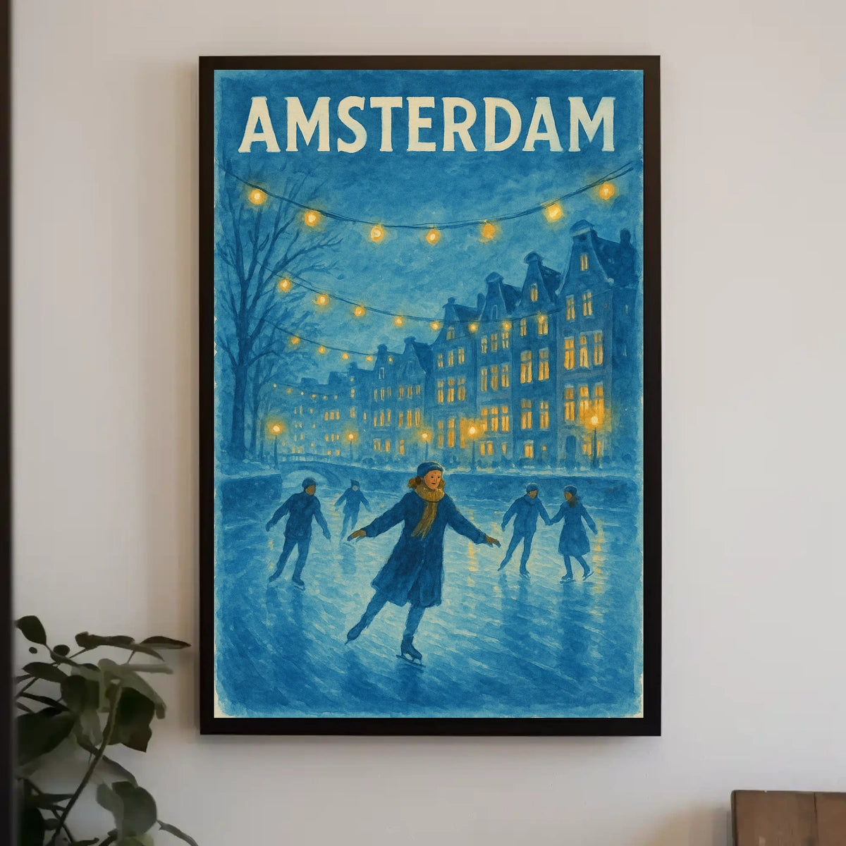 Enchanting Amsterdam Winter Scene in Urban or Cityscape Poster